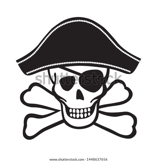 Pirate Skull Black Hat Tattoo Design 