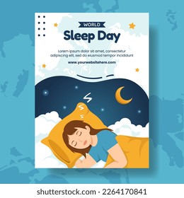 Happy Sleep Day Vertical Poster Flat Cartoon Hand Drawn Templates Background Illustration