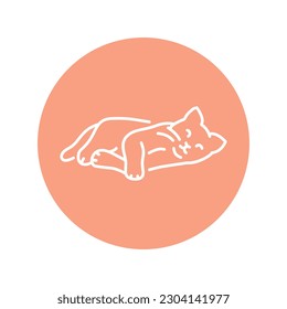 Happy sleeping cat color line icon. Pictogram for web page, mobile app, promo.