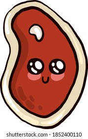 Happy slice of meat, illustration, vector on white background
