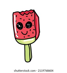 happy slice watermelon character cartoon. vector illustration