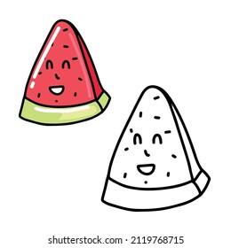 happy slice watermelon character cartoon. vector illustration