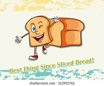 Happy sliced bread waving illustration