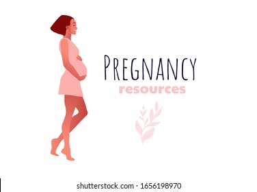 Happy slim fitted pregnant woman dances. pregnancy resources type. Active well fitted pregnant female character. Happy pregnancy. Flat cartoon vector illustration