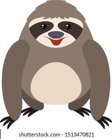 Happy sloth, illustration, vector on white background.
