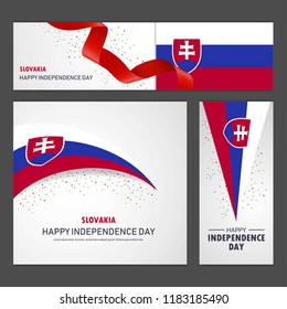 Happy Slovakia independence day Banner and Background Set