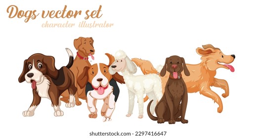 Happy small dog set cute funny vector design eps