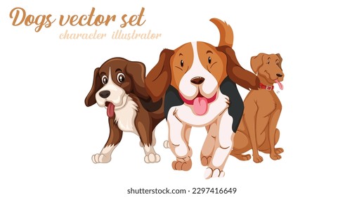 Happy small dog set cute funny vector design eps