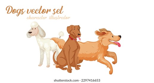 Happy small dog set cute funny vector design eps