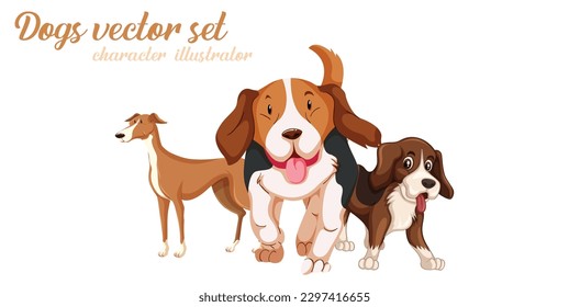 Happy small dog set cute funny vector design eps
