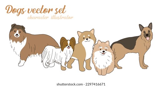 Happy small dog set cute funny vector design eps
