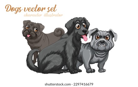 Happy small dog set cute funny vector design eps