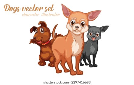 Happy small dog set cute funny vector design eps