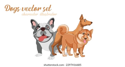 Happy small dog set cute funny vector design eps