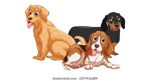 Happy small dog set cute funny vector design eps