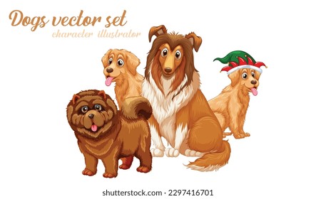 Happy small dog set cute funny vector design eps