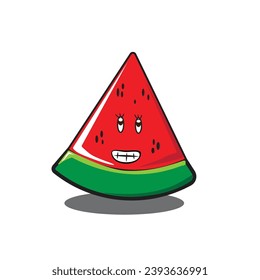 Fröhliche, süße Wassermelone. Vektorgrafik im modernen, flachen Stil mit Zeichentricksymbol.Einzeln auf weißem Hintergrund.