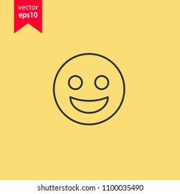 Happy smile emoji vector icon. Yellow background. EPS 10 vector sign.