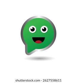 Happy smile face with bubble talk logo design. Happy face chat speech bubble symbol.
