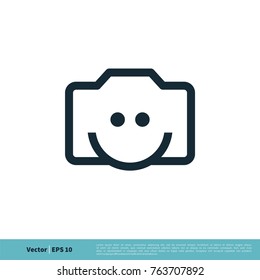 Happy Smile Face Camera Icon Vector Logo Template Illustration Design. Vector EPS 10.