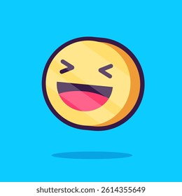 Happy Smile Face Cartoon Vector Icon Illustration. Symbol Object Icon Concept Isolated Premium Vector. Flat Cartoon Style