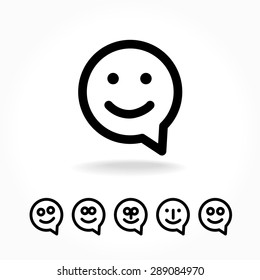 Happy Smile - Face Chat Speech Bubble Icon. Template For Design.