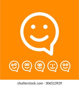 Happy smile - face chat speech bubble icon. Template for design.