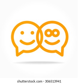 Happy smile - face chat speech bubble icon. Template for design.
