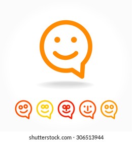 Happy smile - face chat speech bubble icon. Template for design.