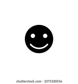 Happy Smile Face. Flat Vector Icon. Simple black symbol on white background