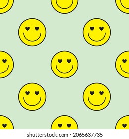 Happy Smile Face Fun Funky 90s Y2K Phone Case Stationary Fashion Textile Seamless Pattern