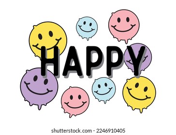 happy smile face happy slogan  vector drawing picture Vector graphic design