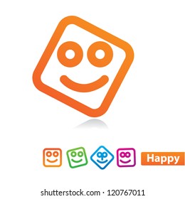 Feliz - Juego de iconos de sonrisa. Concepto de vector