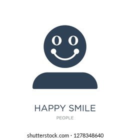 happy smile icon vector on white background, happy smile trendy filled icons from People collection, happy smile vector illustration