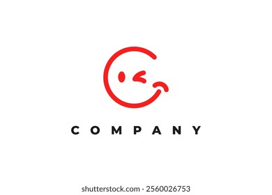 happy and smile letter c logo