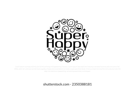 happy smile logo. badge, emblem, stamp style in black color
