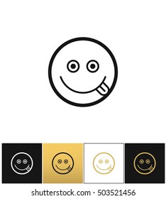Happy smile logo or joy smiling vector icon. Happy smile logo or joy smiling program on black, white and gold background