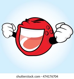 Happy smile red bowling ball vector