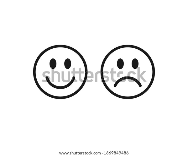 Happy Smile Sad Unhappy Face Icon Stock Vector Royalty Free 1669849486 Shutterstock