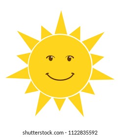 Happy smile sun icon vector illustration isolated on white background