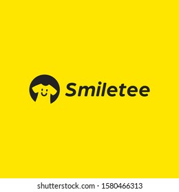 Happy smile tee tshirt clothing company logo icon with simple smiling symbol