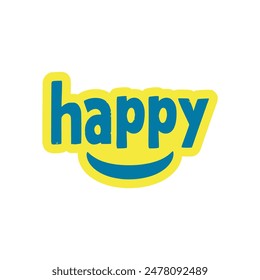 happy smile text fashion tshirt sticker vector illustration template design