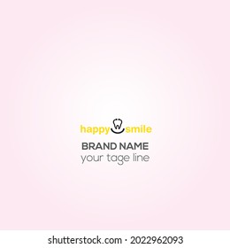 Happy Smile Vector logo design, Dentist Clinic Brand Identity design monogram