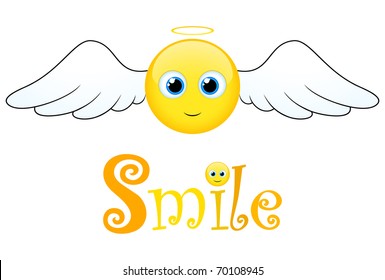 Happy Smile with wings. Vector