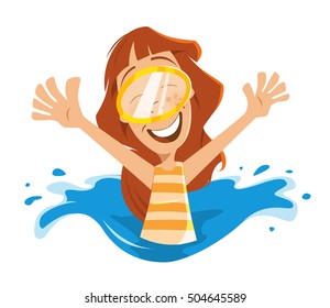 Happy smile woman in swimming pool