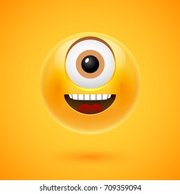Happy smiley cyclpos vector illustration. Cartoon character emoji.