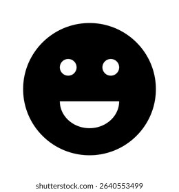 Happy smiley emoji flat silhouette icon isolated vector illustration