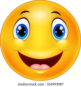 Happy smiley emoticon face on white background