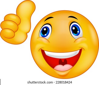 Happy smiley emoticon giving thumbs up