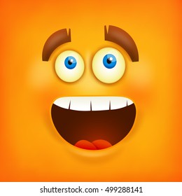 Happy smiley emoticon square background. Vector illustration